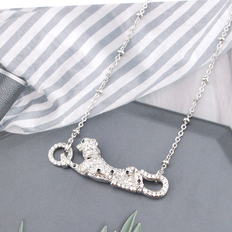Nowy zaprojektowany luksusowy naszyjnik z gepardem kobiety mężczyźni grubia łańcuch punk bransoletka srebrna pełna diamenty kolczyki projektant biżuterii lie-6021667
