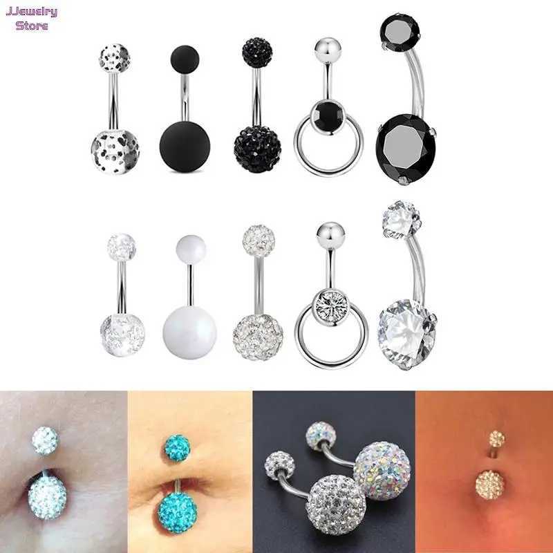 Pierścienie przyciskowe Bell Bell 1 Zestaw Śliczny Dangle Belly Ring Pack 14G Pęknięcie Kłucie Seksowna pierścień brzucha Zestaw Brzuchowy Pierścień Pierścień Pircing Ombligo Biżuteria