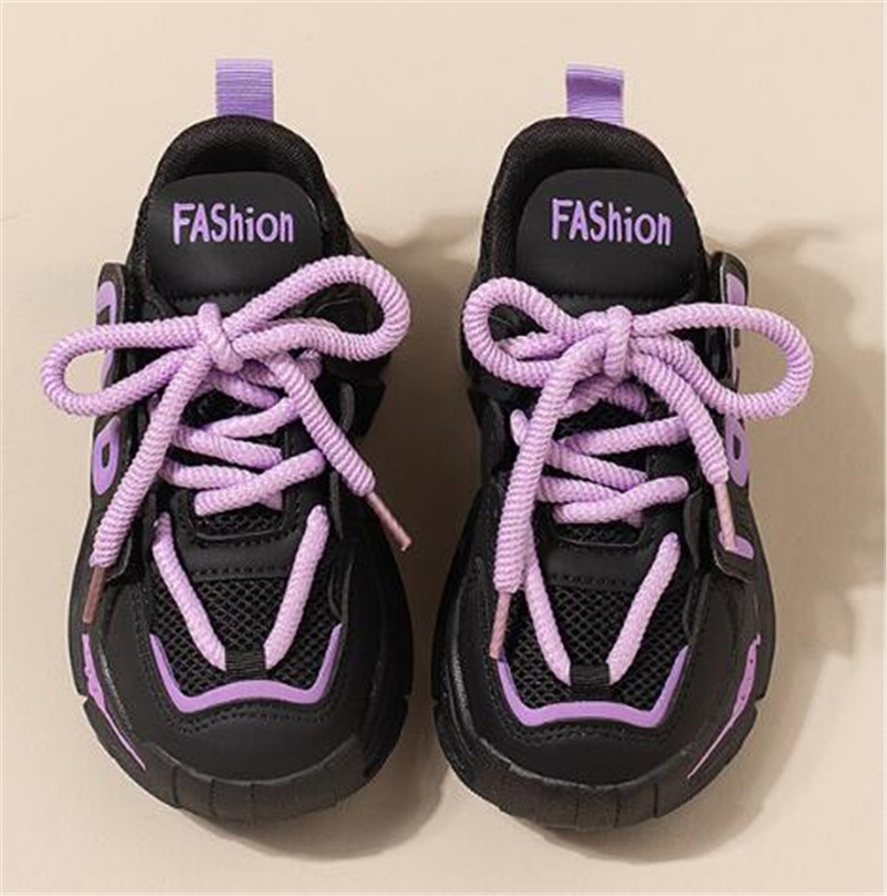 Children's Western Style Thick Sole Sports Shoes 2024 New Girl's Versatile Middle and Big Boys Tide Shoes Soft Sole Casual Shoes Tide