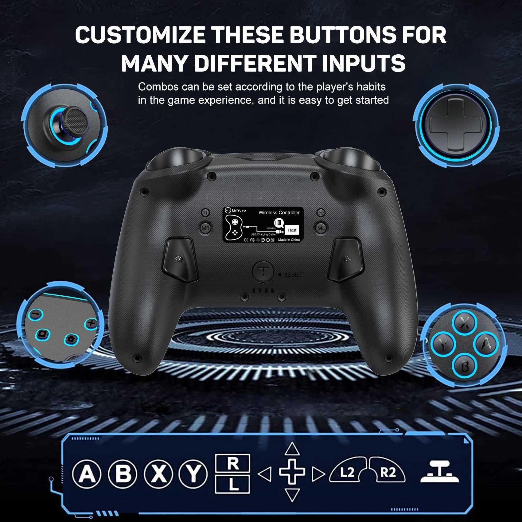 ゲームコントローラーJoysticks Linyuvo KS11 for Switch Wireless Pro Controller PC Controlerゲームパッド