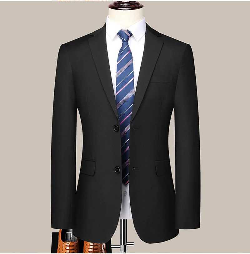 Mäns kostymer Blazers 2023 NYA BLAZER TROUSSERS Herrarna Gentleman Fashion Business Solid Color Real Ull italiensk stil Bröllopsarbeten 2 -stycken Set