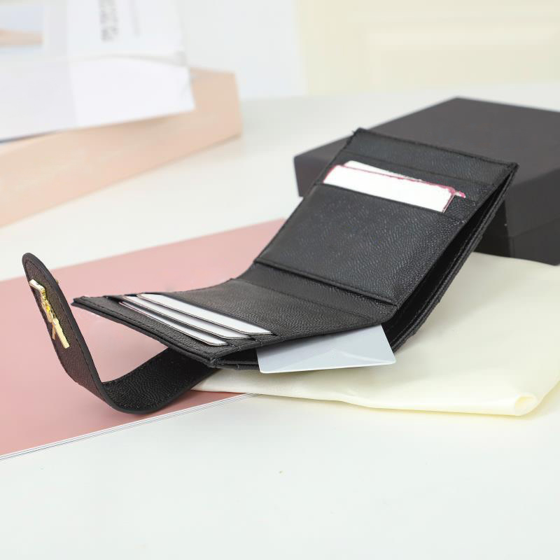 Designer Card Holder Designer Purse Woman Wallet Luxe Munt Purse Leer Triangle Wallet Heren Korte portemonnee Creditcard Pocket Organisator 3 kleuren met doos