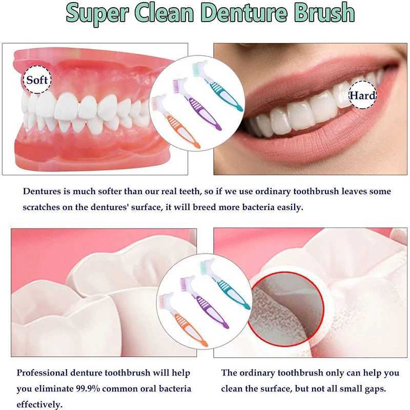 Toothbrush Soft False Teeth Brush Braces Descaling Denture Toothbrush Denture Cleaning Brush Oral Cleaning Practical Convenient Hygienic