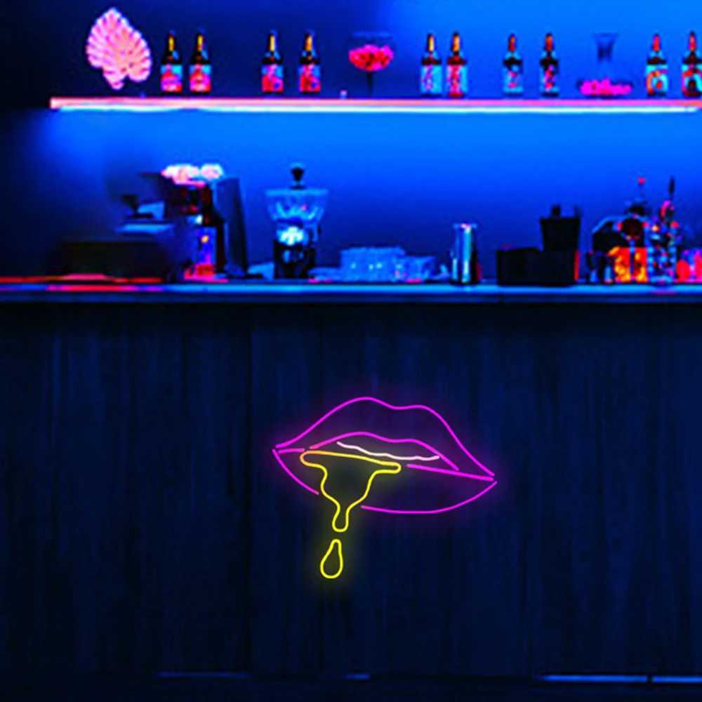 LED Neon Sign Sexy Lips Neon Signs LED Light Flame Red Lips Neon Sign Sexy Neon Light Signs Wall Decor Neon for Living Room Party Bar Decor YQ240126