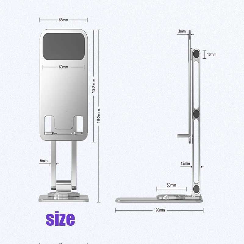 Tablet PC står 360 Rotation Justerbar vikning av aluminiumlegering Metall Stand Bracket Multifunktionell antislip Portable Desk Phone Holder YQ240125