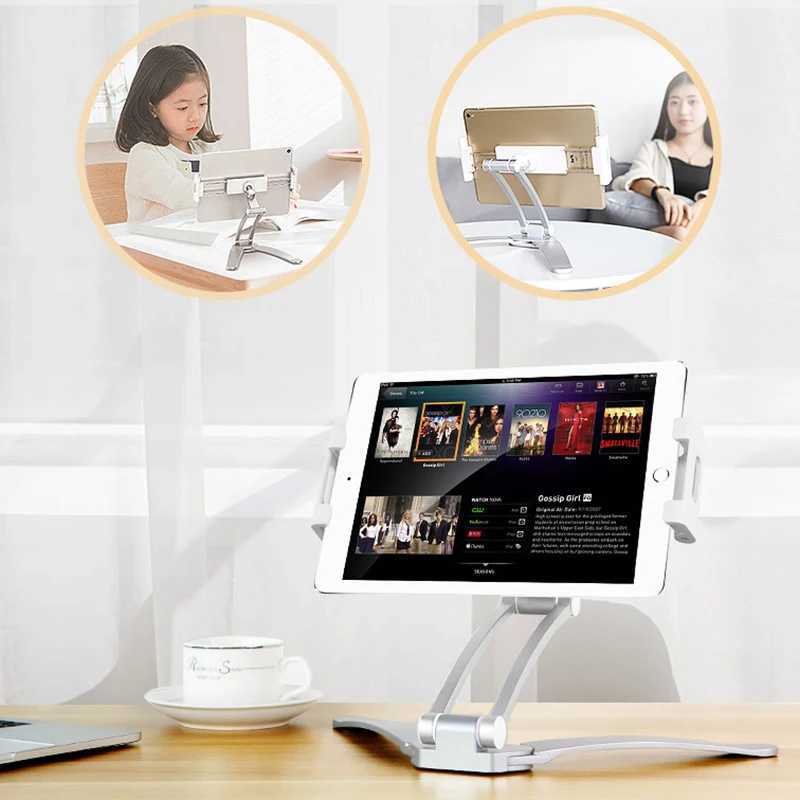 Tablet PC Stands Aluminium Kitchen Desktop Phone Holder Stand Flodabel Justerbar 5-13 tum Telefonfäste för iPad Pro 12.9 YQ240125