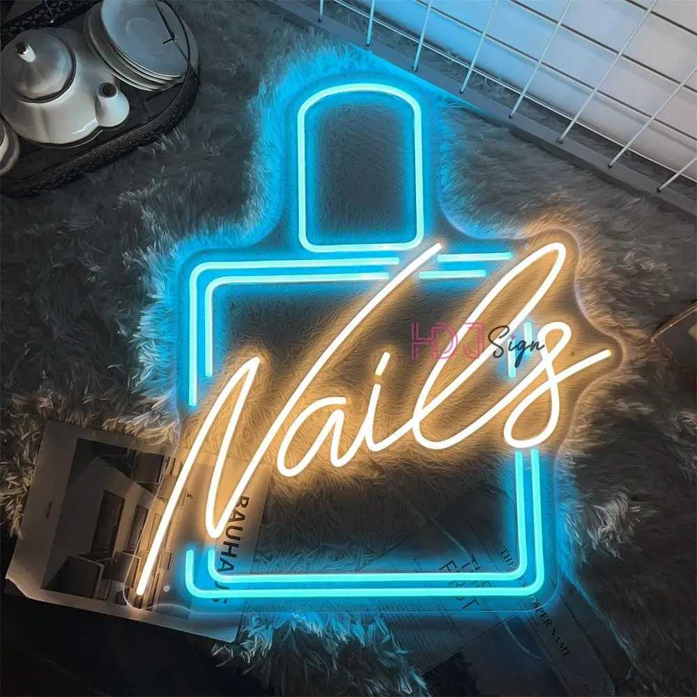 LED Neon Sign Nails Polish Neon Sign Beauty Salon Neon Led Lights Sign for Wall Decoration Lamps Indoor Store Home Room Decor Gift Girl YQ240126