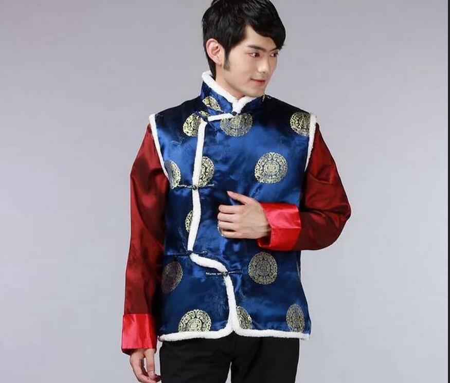 Kinesisk traditionell retrostil män Bomull Vest High Quality Satin Sleeveless Coat Topps Streetwear Vest Birthday Party Jacket Jacket