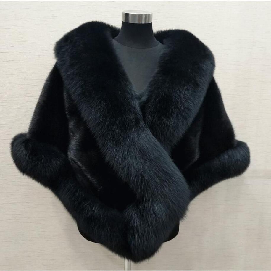 Winter 2019 Super Big long fox faux fur bridal Wraps evening dress shawl Cloak scarf For female Party Prom Cocktail In Stock237d