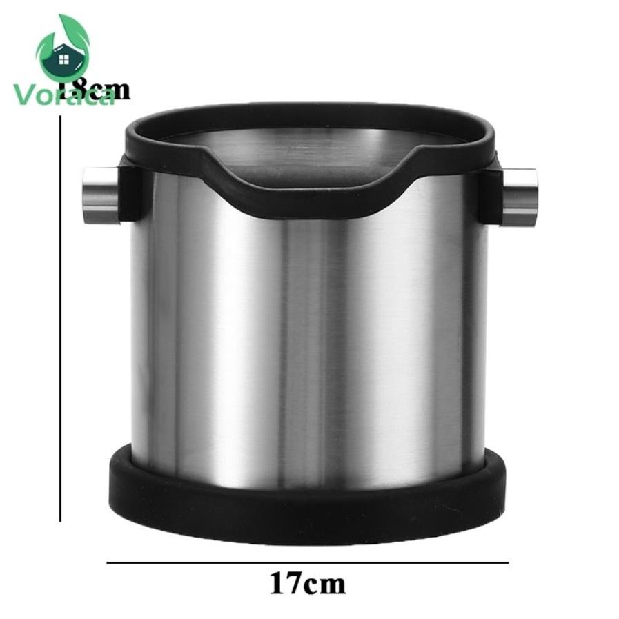 Stainless Steel Coffee Knock Box 1800ml Espresso Grind Container Anti Slip Coffee Grind Dump Bin Waste Bin with Detachable Knock T179N