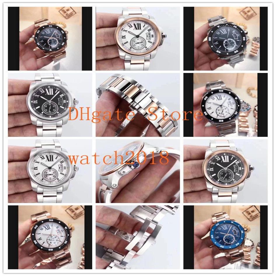 s Schwarzes Zifferblatt Calibre De Diver W7100057 W7100015 W7100036 Stahlarmband 42 mm Automatik Machinery Fashion Herren Luxus319K