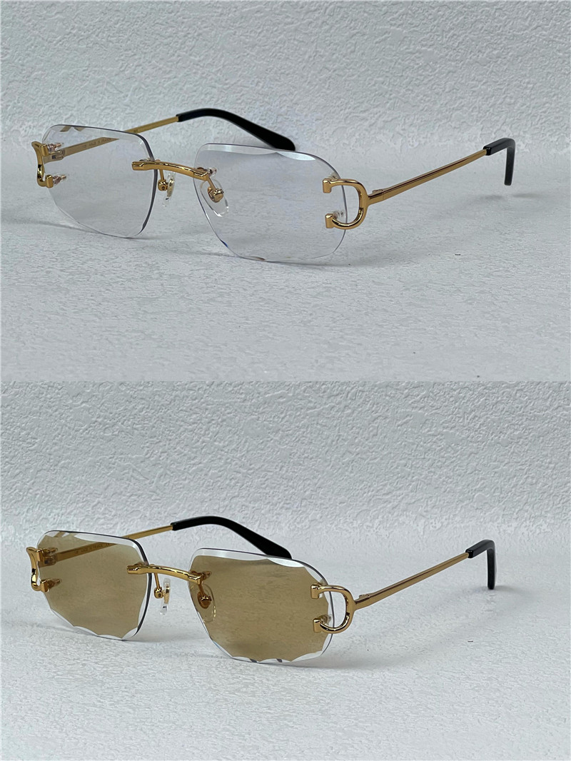 Photochromic Sun Glassses lens colors changed in sunshine from crystal clear to dark diamond design cut lens rimless metal frame outdoor 0115