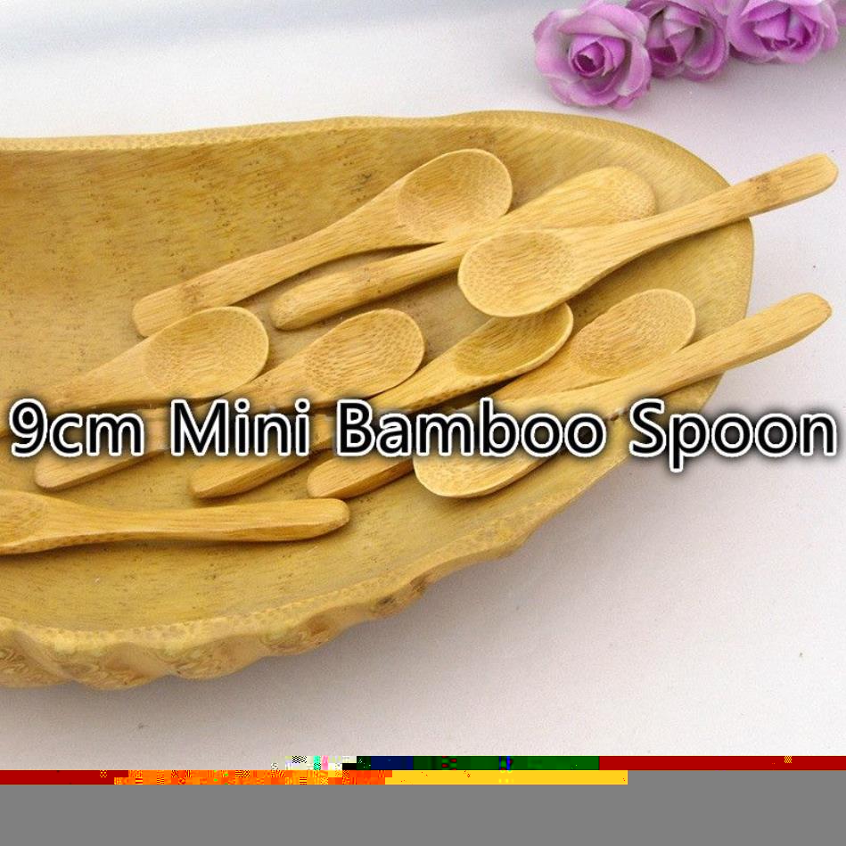 Whole- 9cm Mini Wooden Bamboo Spoon Lovely Seasoning Spoon Ice Cream Spoon310z