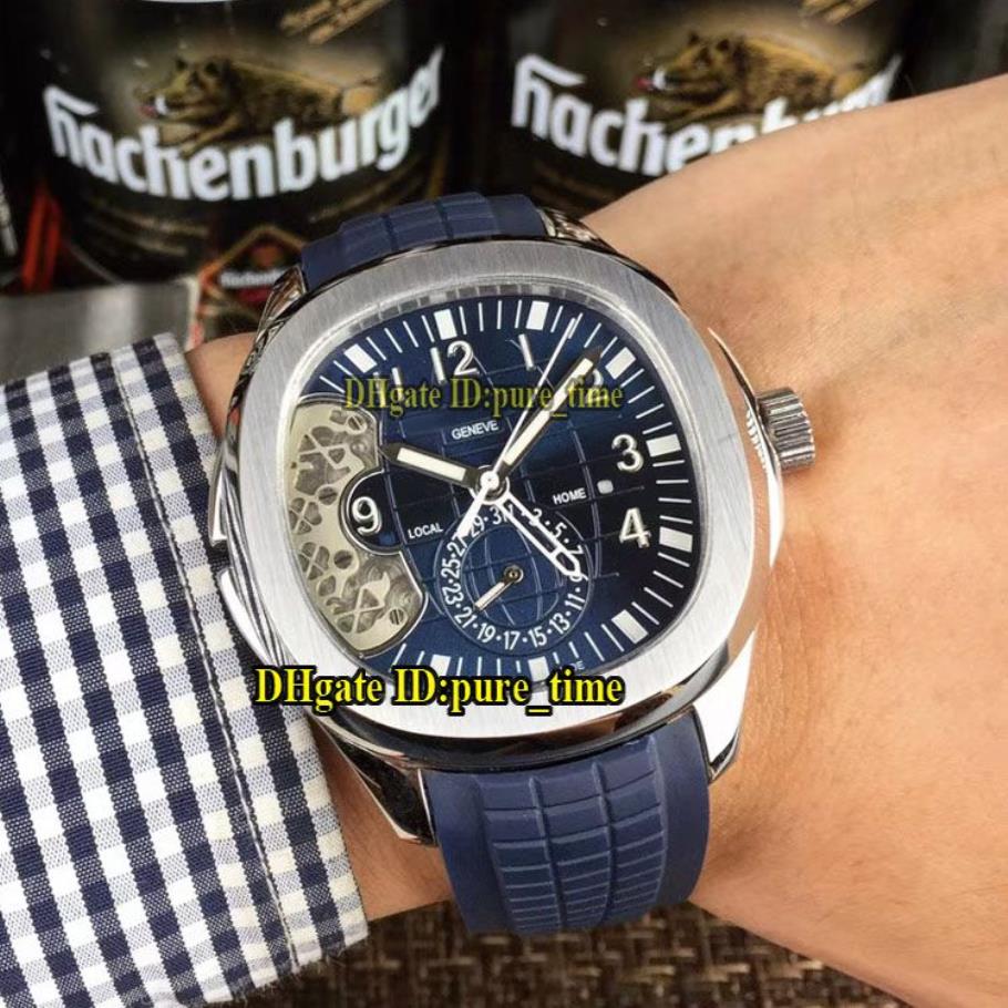 Aquanaut 5164 Blue Skeleton Dial Asian 2813 Automatic Mens Watch 316L Steel Case Blue Rubber Strap Quality Watches290T