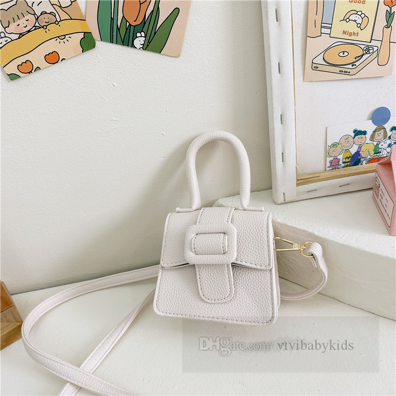 Fashion Kids Square Handbags Filles Couleur pure Pu en cuir Sac Messenger Enfants Single épaule Princesse Sacs Z6869