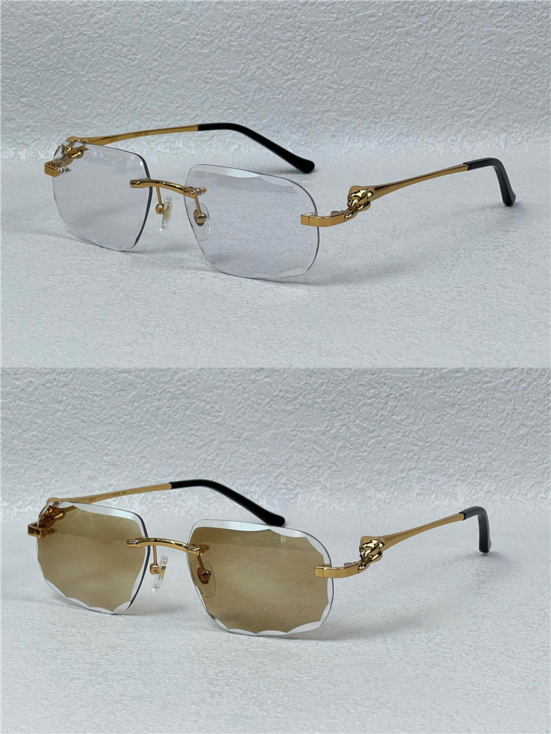 Photochromic Sun Glassses lens colors changed in sunshine from crystal clear to dark diamond design rimless metal frame outdoor 02819 with box and association