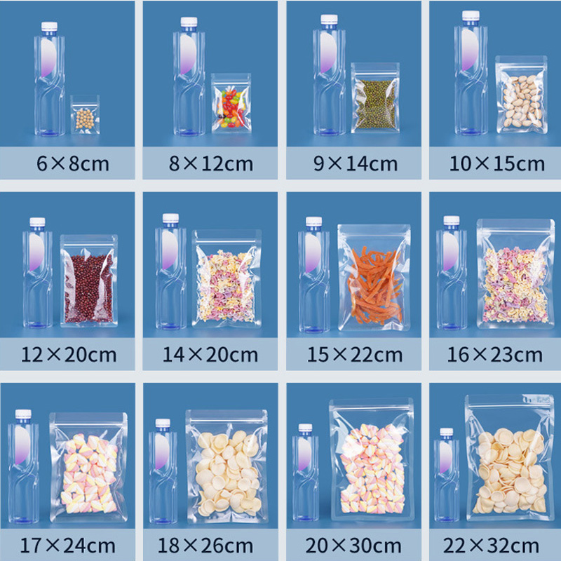 Emballage alimentaire en plastique Transparent, sacs auto-scellants, stockage scellé, clair, réutilisable, bonbons, thé, noix, fruits secs LX6347