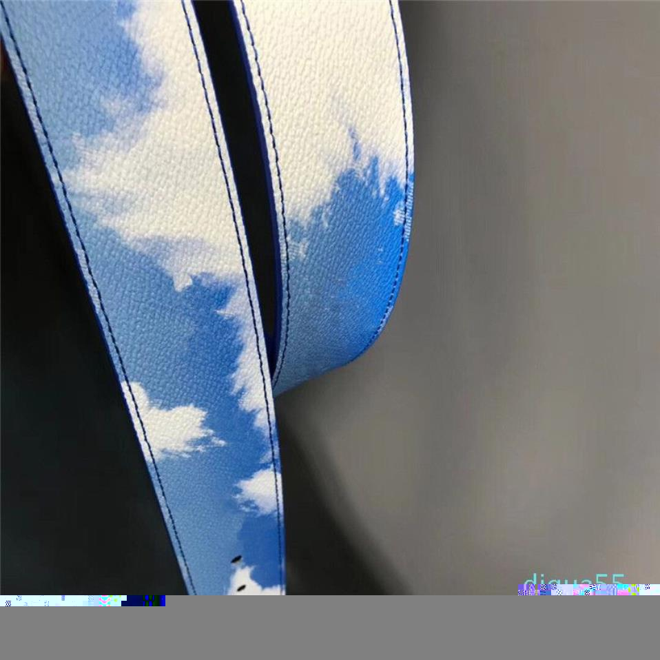 qualité de la mode bleu ciel nuage blanc ceinture en cuir véritable pour hommes avec boîte mode hommes classique or argent boucle ceinture hommes designers 327S