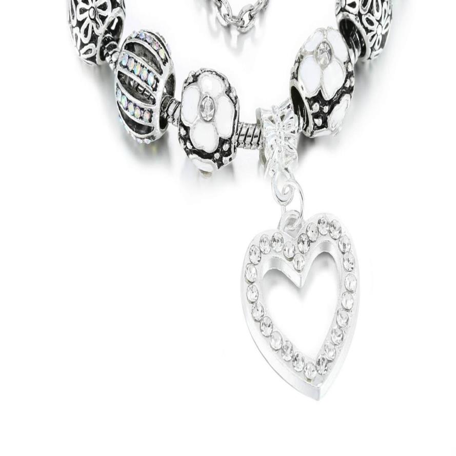 Perles de charme bracelets 925 argent adapté pour bracelet pendentif coeur d'amour bracelet charme trèfle à quatre feuilles perle comme cadeau bricolage femmes bijoux2685