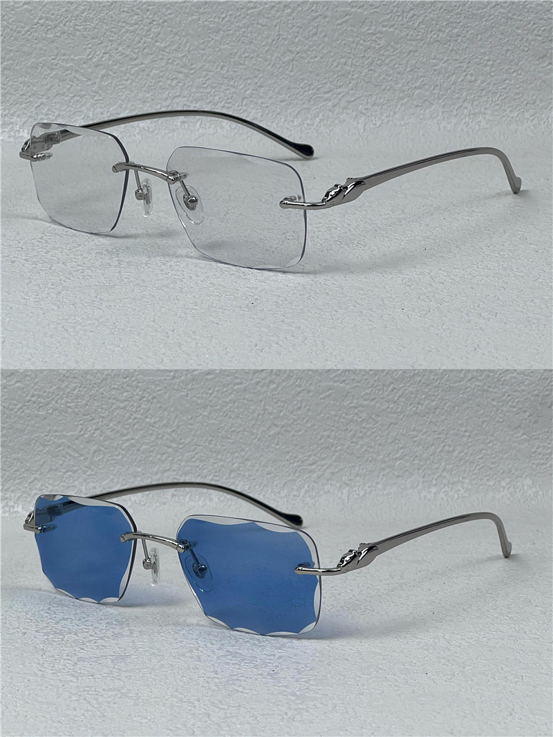 Photochromic Sun Glassses lens colors changed in sunshine from crystal clear to dark diamond cut lens rimless metal frame outdoor 563651 with box and association