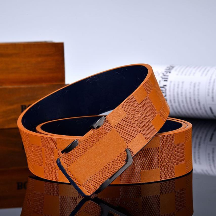 2021 Fashion Luxury Men Designers Belts Alloy V Buckle Belt Högkvalitativ äkta lädermidjeband259w