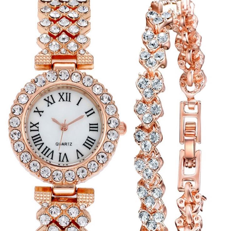 MULILAI Marke 32MM Luxuriöser Stil Damenuhren Diamant Weißes Zifferblatt Elegante Quarz Damenuhr Roségold Armband Armbanduhren208a