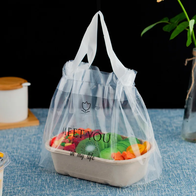 Karten neue Lebensmittelverpackungstasche Biologisch abbaubare Kordelbeutel Plastik Backkleidung Kosmetik Verpackungstaschen Lunchbox Tragetasche mit