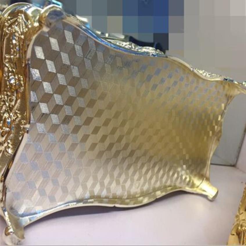 Whole- luxury golden tangular metal tissue box restaurant napkin box Home decoration el decoration313U
