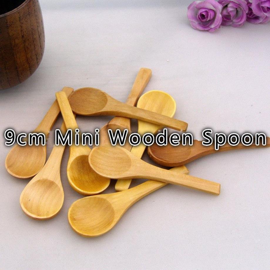 Entier- / 9cm Mini cuillère en bois de bambou belle cuillère d'assaisonnement cuillère à crème glacée 207k