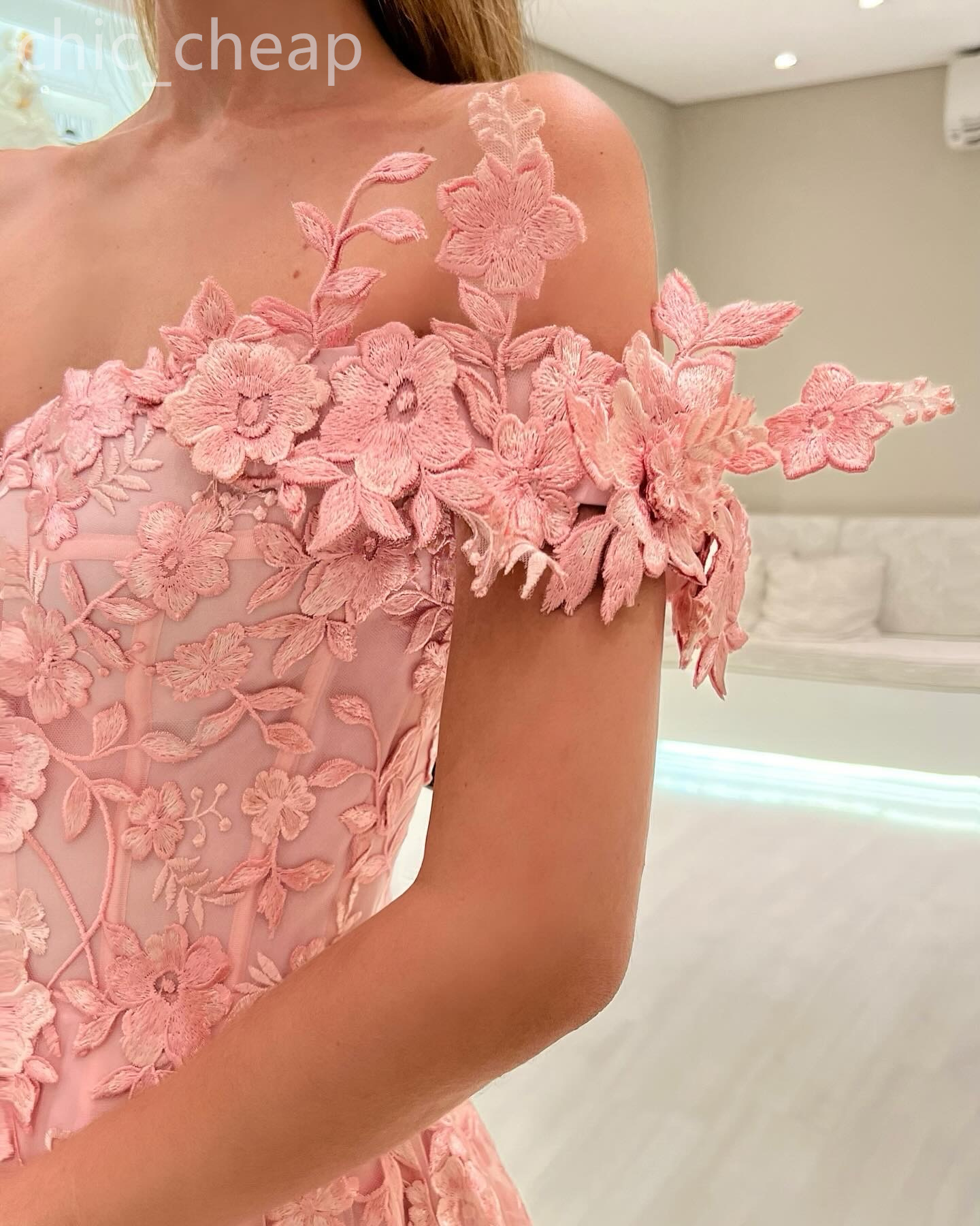 2024 Aso Ebi Pink A-line Prom Dress Floral Lace Vintage Sexy Evening Formal Party Second Reception Birthday Engagement Gowns Dresses Robe De Soiree ZJ75