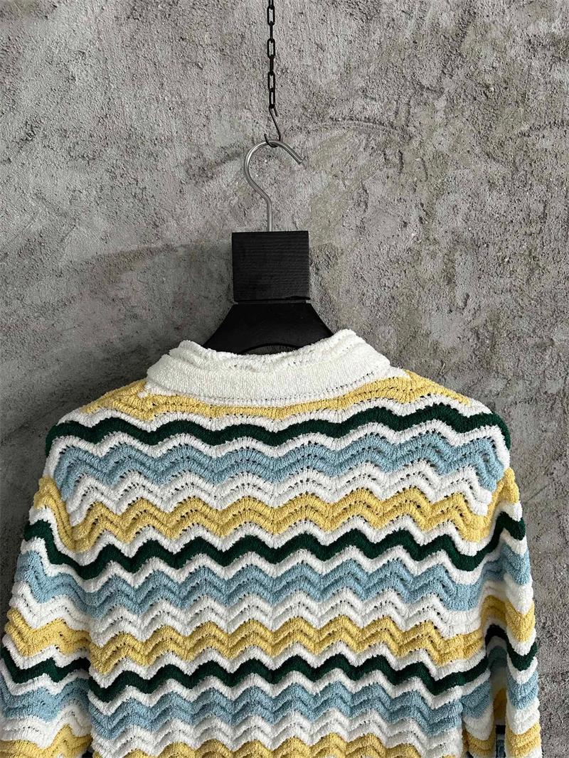 2024SS Sommer Männer Pullover Bunte Muster Gestrickte Kurzarm Pullover Hemd