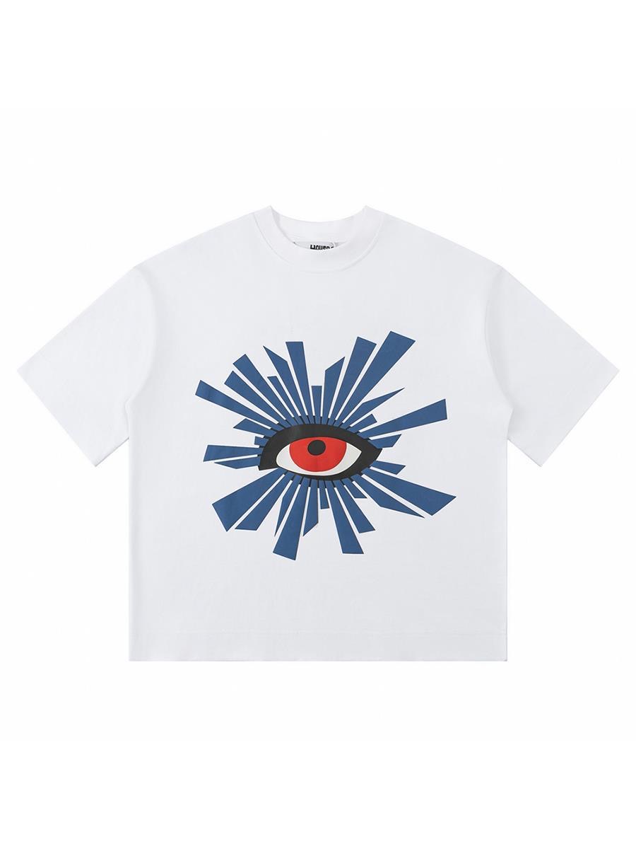 Hatalar Göz Basılı Yaz Baskısı Yaz High Street Erkekler ve Kadınlar Gevşek Kısa Kollu Tişört Trendi Unisex Pamuk Üstleri Erkekler Vintage T-Shirts Yaz Gevşek Tee Rock Smlxl