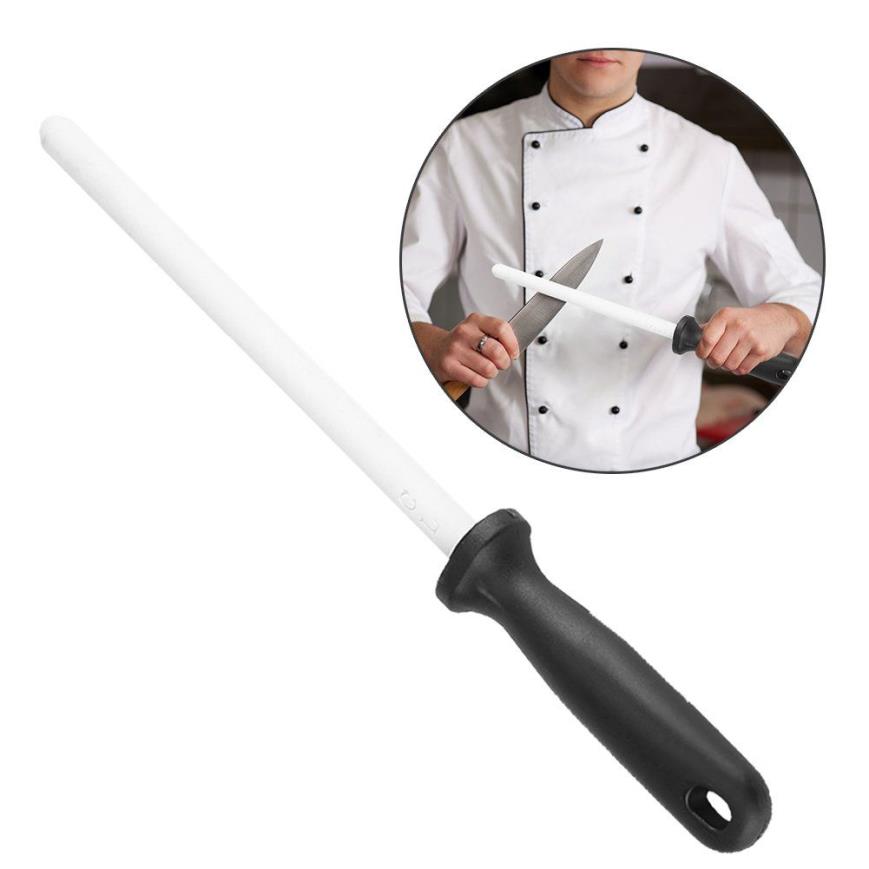 Haste de apontador de faca de cerâmica, 8-10 polegadas, com bons apertos, cabo abs, ferramenta profissional de afiação de zircônia para faca de cozinha sci263a