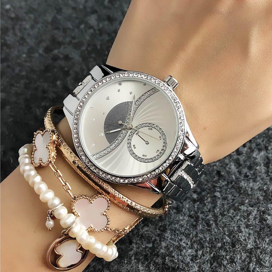 الموضة M تصميم الكريستال العلامة التجارية Wather Women's Girl Metal Steel Band Quartz Wrist Watch M75262d