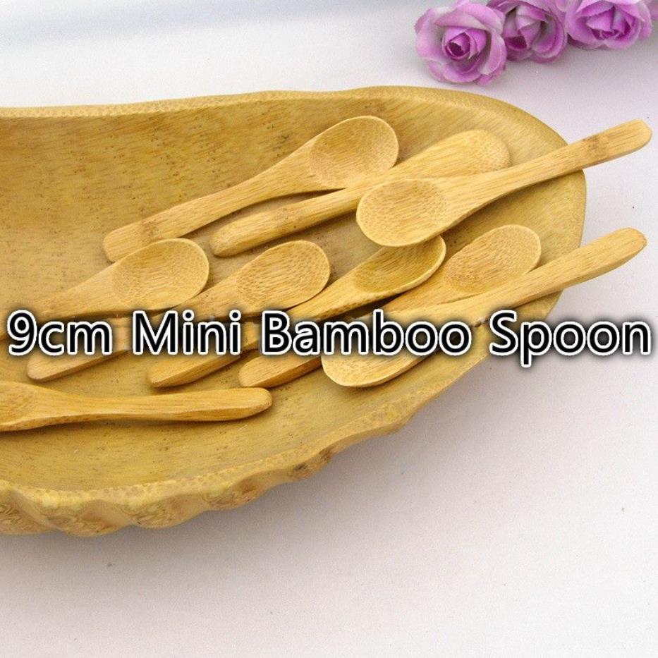 Entier- / 9cm Mini cuillère en bois de bambou belle cuillère d'assaisonnement cuillère à crème glacée 207k