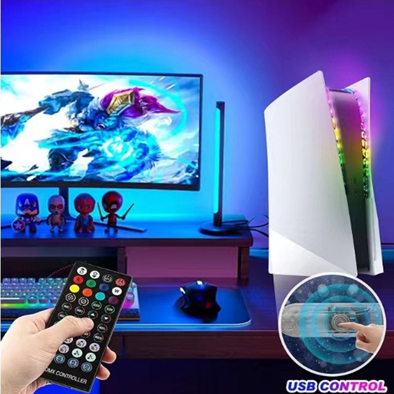 Hot PS5 Slim Console Decoration Light 400 Variable Colors Dazzle Color Changing Luminescent Atmosphere Lamp Diy Remote Control Gaming Accessories Dropshipping