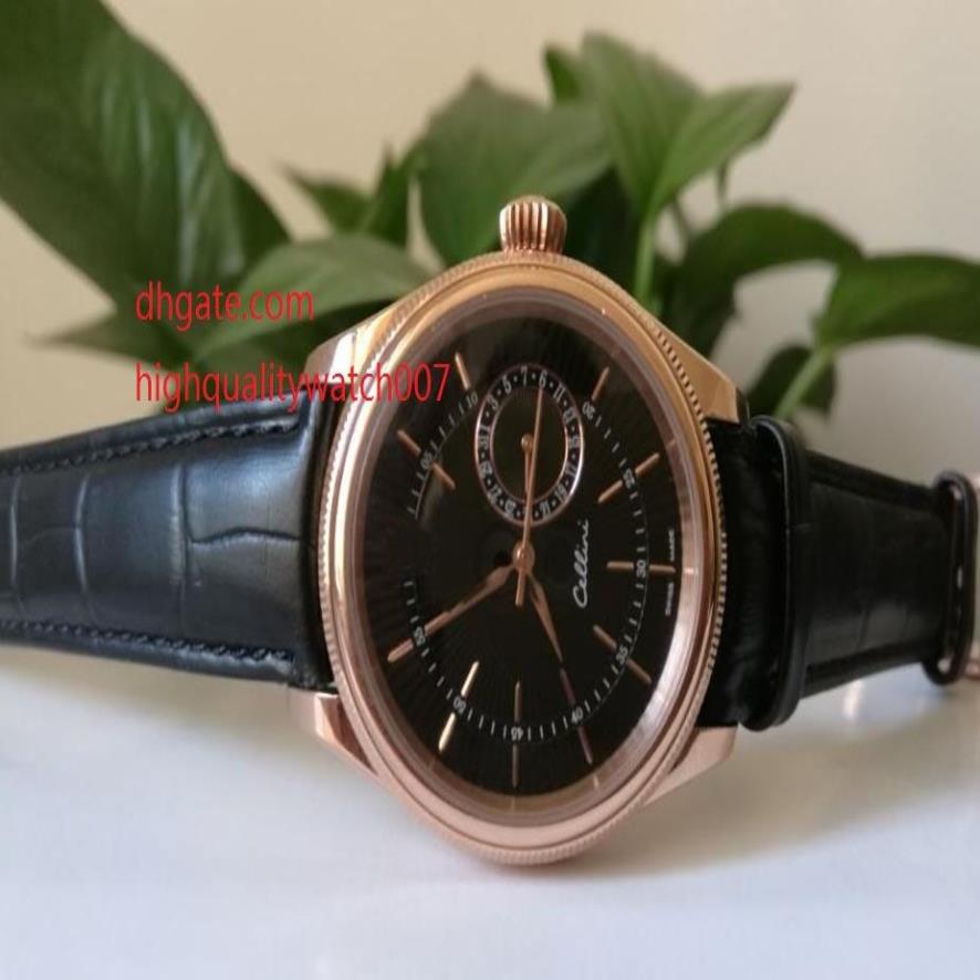 En kaliteli lüks kol saati cellini tarihi erkeklerin 39mm 18K gül altın 50515 siyah yepyeni mekanik mens3015