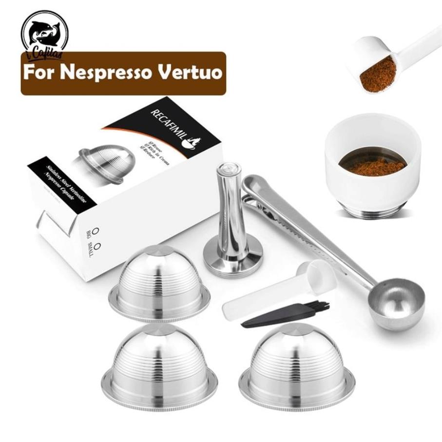 Nespresso Vertuoline GCA1 ENV135ステンレス鋼の補充可能なフィルター用のICAS再利用可能なコーヒーカプセルポッド210712159z