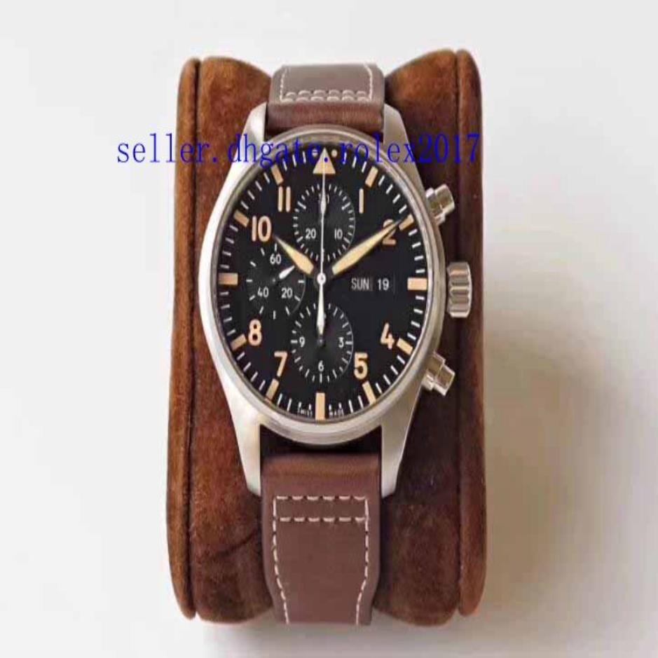 2019 Mens Luxury Top Quality 43mmx15mm Chronograph ETA 7750 Movement Automatic Mens Double-Sided Anti-Stun Black Coating Watches243U