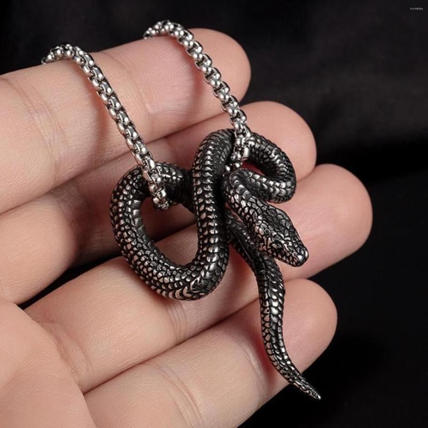 Pendant Necklaces Stainless Steel Snake Necklace Black Metallic Chain For Men Women Gothic Punk Hip Hop Style Cool Animal Serpent 2918