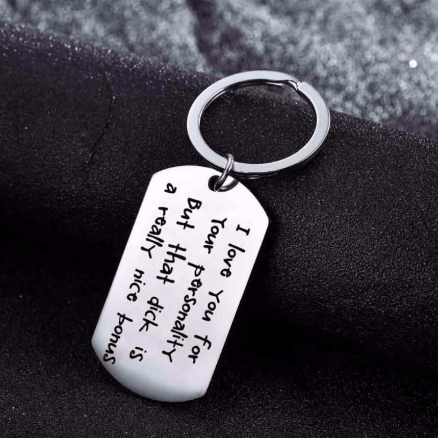 Keychains I Love You Keychain Dog Tag Stainless Steel Keyring For Couple Girlfriend Boyfriend Wife Husband Key Chain Funn2106