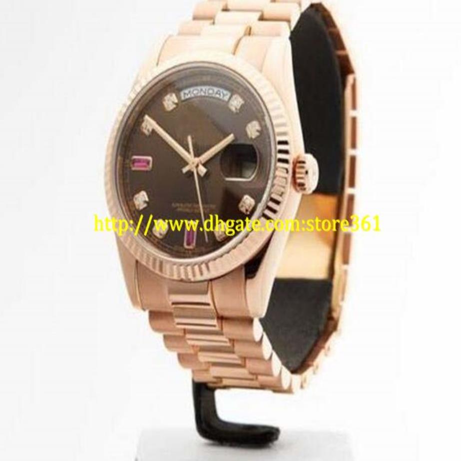 STORE361 NYA ANDA KLUTNINGAR TOPPA HÖGA KVALITET Automatiska MEN -klockor Datum 18K Rose Gold Watch 118235 36mm2707