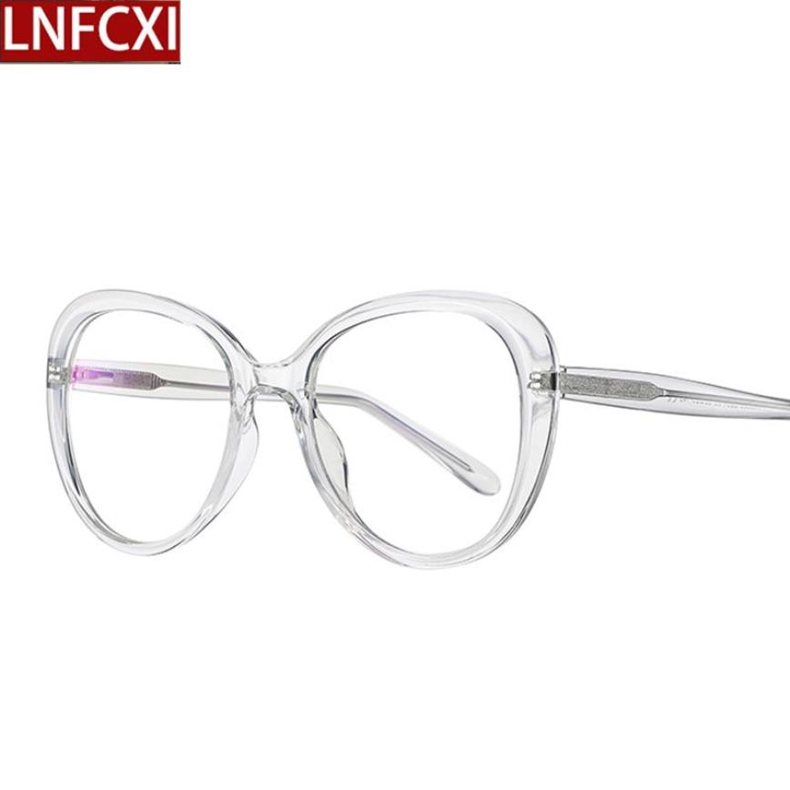 lnfcxi 2020女性反blueライトTR90メガネスフレーム女性男性フルフレームコンピューティック光学ラウンド眼鏡2228
