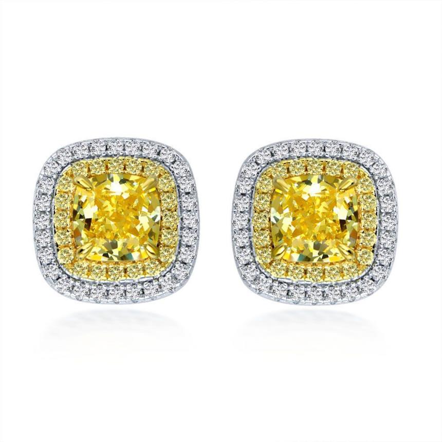 Designer Earring Women S925 Sterling Silver Stud Earrings Fashion Woman Ear Ring Womens Yellow Pink Diamond Earings 2 25CT Zircon 258K