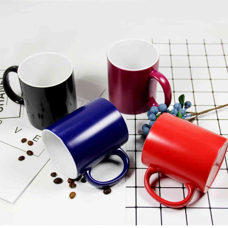 Taza mágica personalizada DIY, tazas de cerámica sensibles al calor, taza de leche y café que cambia de Color, imágenes impresas de regalo H1228237O