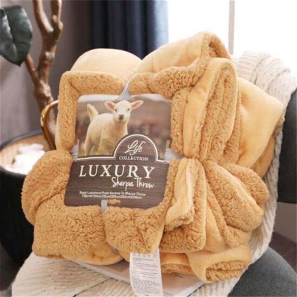 Luxury Cashmere Blanket Winter Thick Double Layer Sherpa Throw 150x200cm Warm Comfortable Weighted Flannel Fleece Blanket 201113 72933