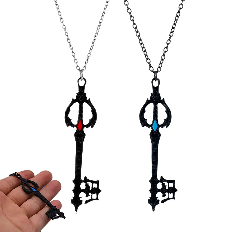 سلاسل المفاتيح لعبة Kingdom Hearts Netclace Metal Sora Keyblade سلسلة رقبة سيف للنساء للنساء Men Mey Holder Jewelry294Q