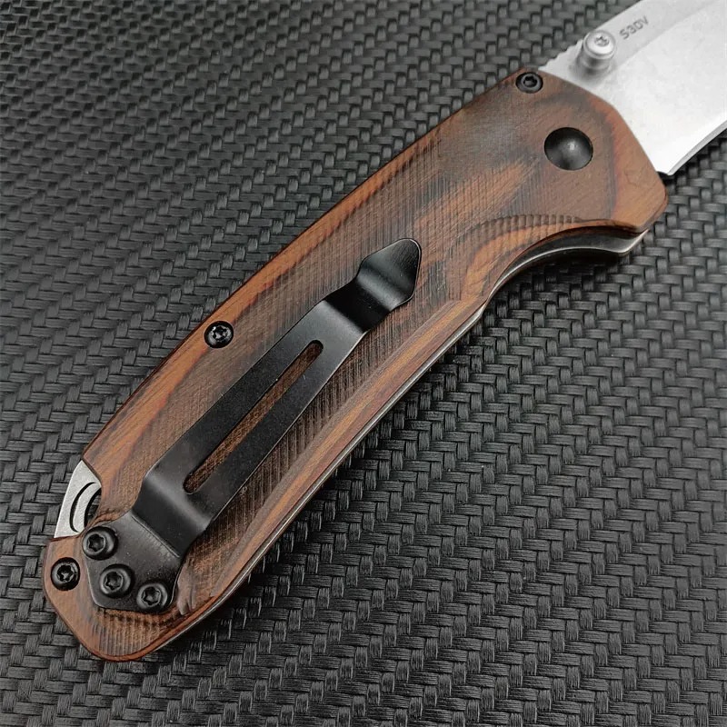 NEW BM 15031 Hunt North Fork Pocket Folding Knife S30V Blade Stabilized Wood Handle Outdoors Tactical Survival Utility Tools 15060 9000 533 3300 940 15535 4850