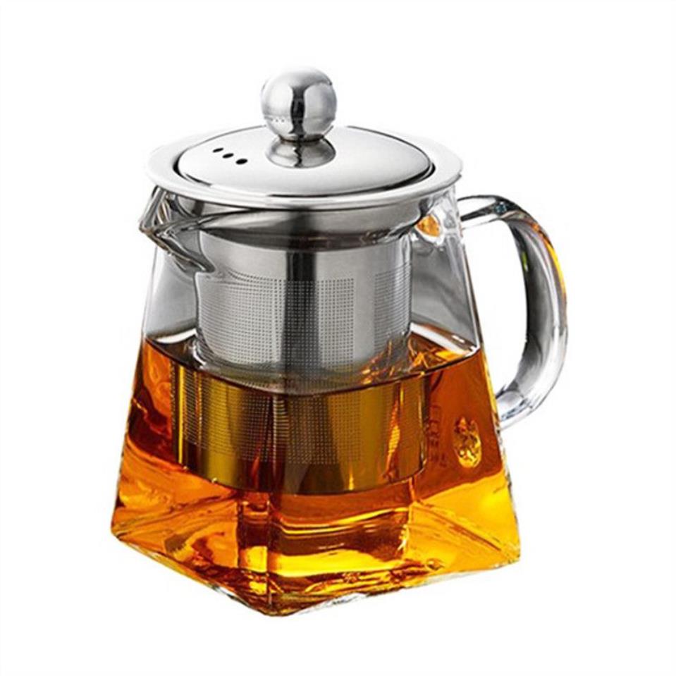 إبريق الشاي الزجاجي مع infuser من الفولاذ المقاوم للصدأ وغطاء لتفضيل الشاي الزهر والورقة الفضفاضة 1907