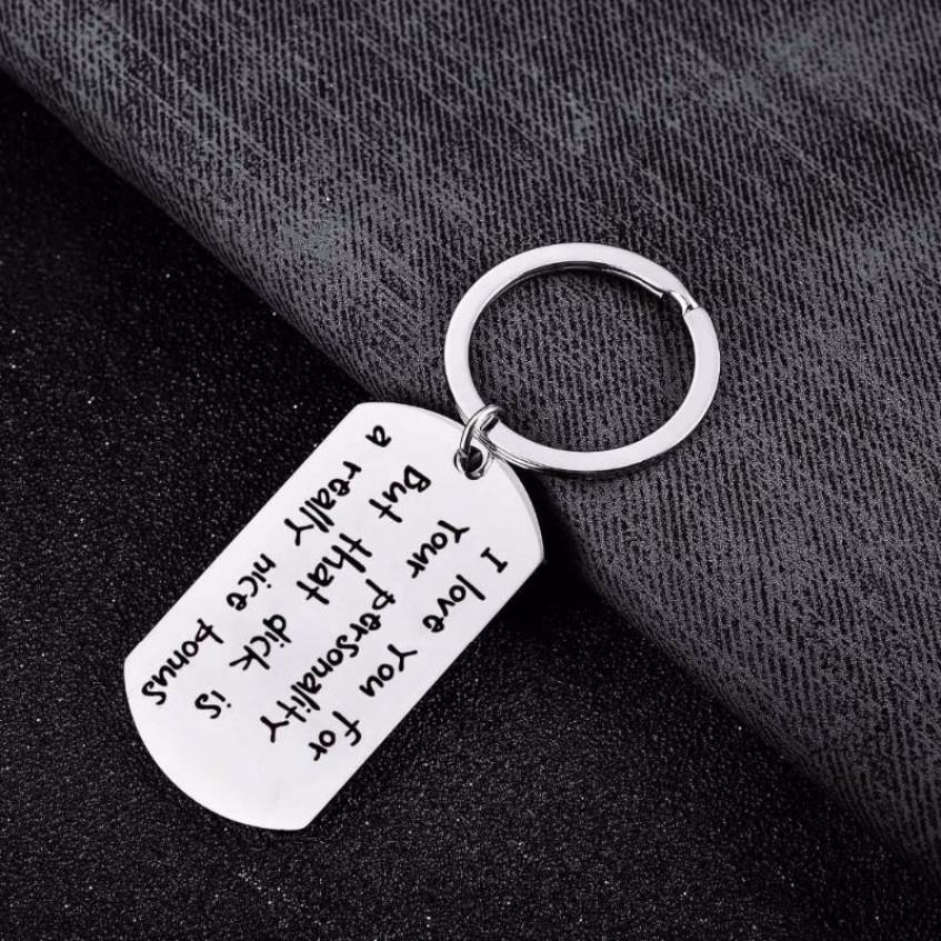 سلاسل المفاتيح I Love You Keychain Dog Tag Stainless Steel Keyring للزوجين صديقة صديقها زوجة الزوج سلسلة مفتاح السلسلة Funn2106